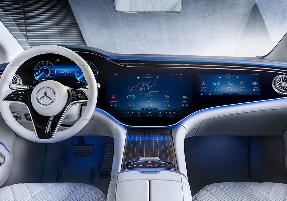 Technology improves from the 2020 2023 Mercedes-EQ, 2021 Mercedes Benz EQS, into the 2023 Mercedes-EQ.