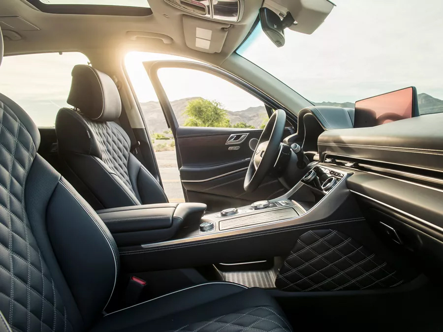 Drive with confidence through the streets of Brunswick, NJ in the Genesis GV80, its advanced safety features, including collision detection and semi-autonomous driving are setting new standards for safety in the luxury SUV segment.