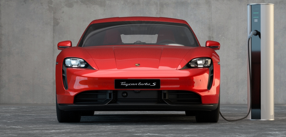2025 Porsche Taycan Turbo S red, EV charging station Fort Myers, Porsche Taycan fast charging Florida, electric vehicle charging Porsche Fort Myers, Taycan vs Tesla charging speed, Porsche Taycan 800-volt system performance