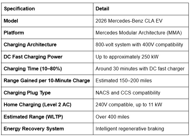 2026 Mercedes-Benz CLA specifications, Mercedes-Benz CLA 250 4MATIC performance, Mercedes-Benz CLA horsepower, Mercedes-Benz CLA fuel efficiency, Mercedes-Benz CLA 8-speed dual clutch, Mercedes-Benz 4MATIC all-wheel drive, Mercedes-Benz CLA turbo engine, Mercedes-Benz CLA MPG