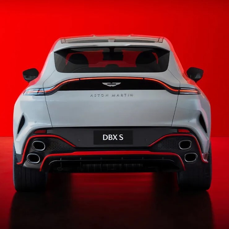 2026 Aston Martin DBX S rear view with quad exhaust
