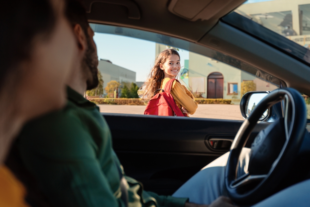 Athens Ford back to school drop-off, Ford SUV school parking lot Georgia, safe family transportation Clarke County, Ford vehicle school commute, back to school safety Athens GA, student drop off in Ford SUV