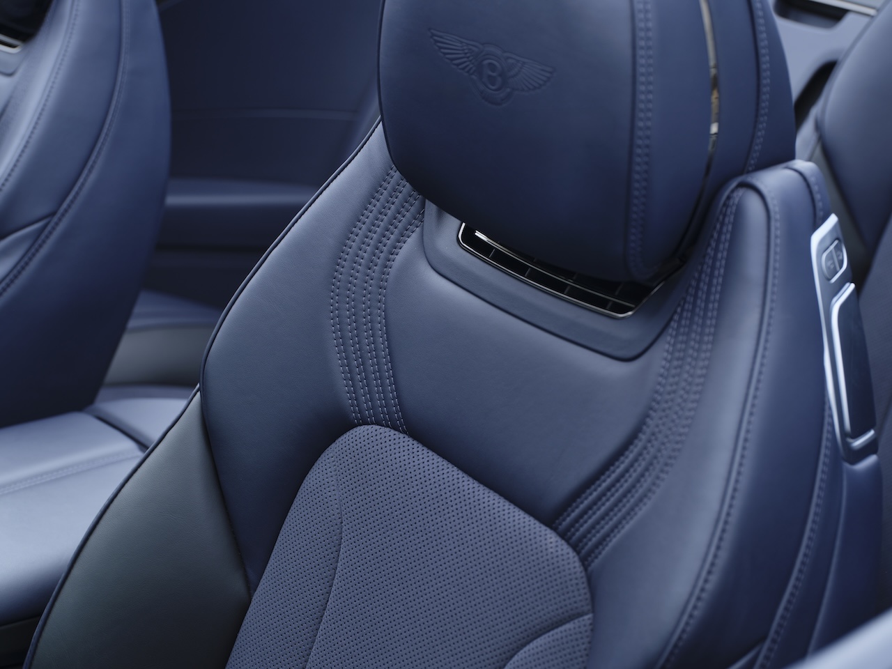 Bentley Continental GTC S headrest stitching detail