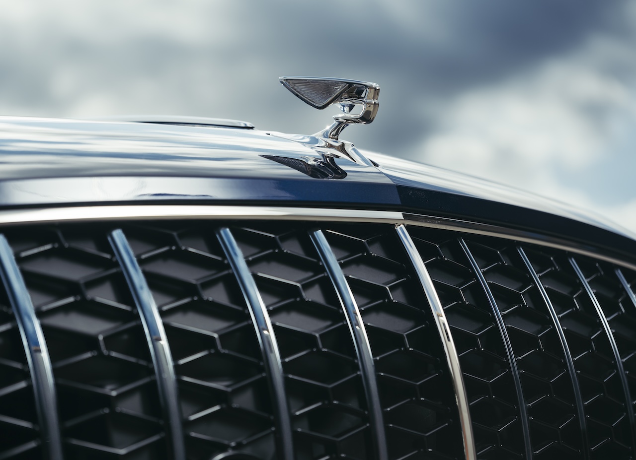 Bentley Flying Spur hood emblem and grille detail