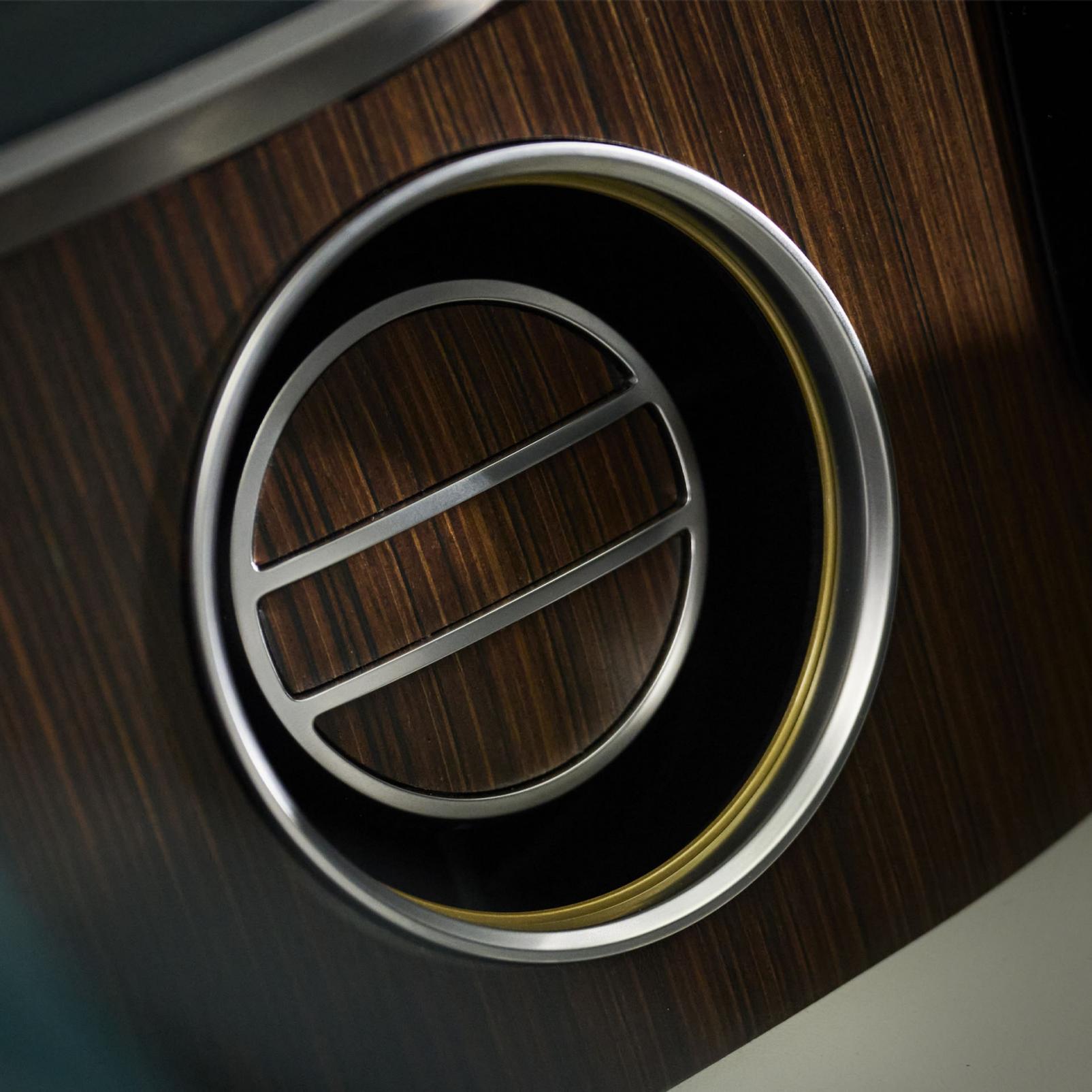 Bentley Torcal interior materials including wool fabric and wood veneer detailing