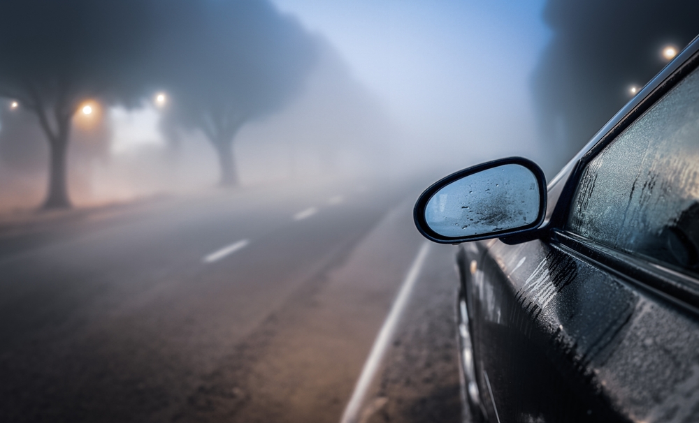 Foggy morning road visibility Conyers GA, Nissan defroster and heater system check, windshield fog prevention, Georgia fall commute safety, I-20 morning fog driving conditions, certified Nissan technician HVAC inspection, Rockdale County vehicle visibility maintenance, Nissan fall weather preparation