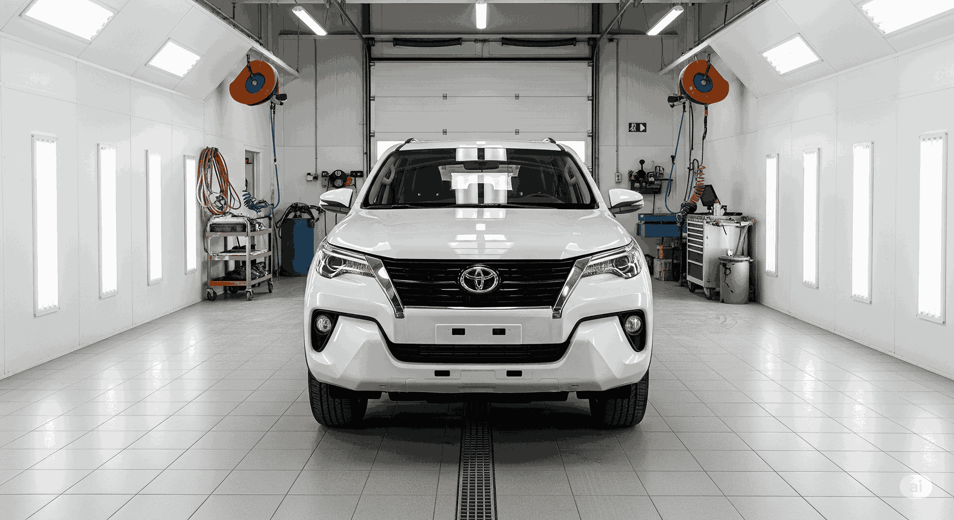Toyota SUV after collision repair Franklin TN, Cool Springs Collision Center interior, Toyota-certified body shop Middle Tennessee, restored Toyota in paint booth Franklin, post-repair Toyota finish Williamson County