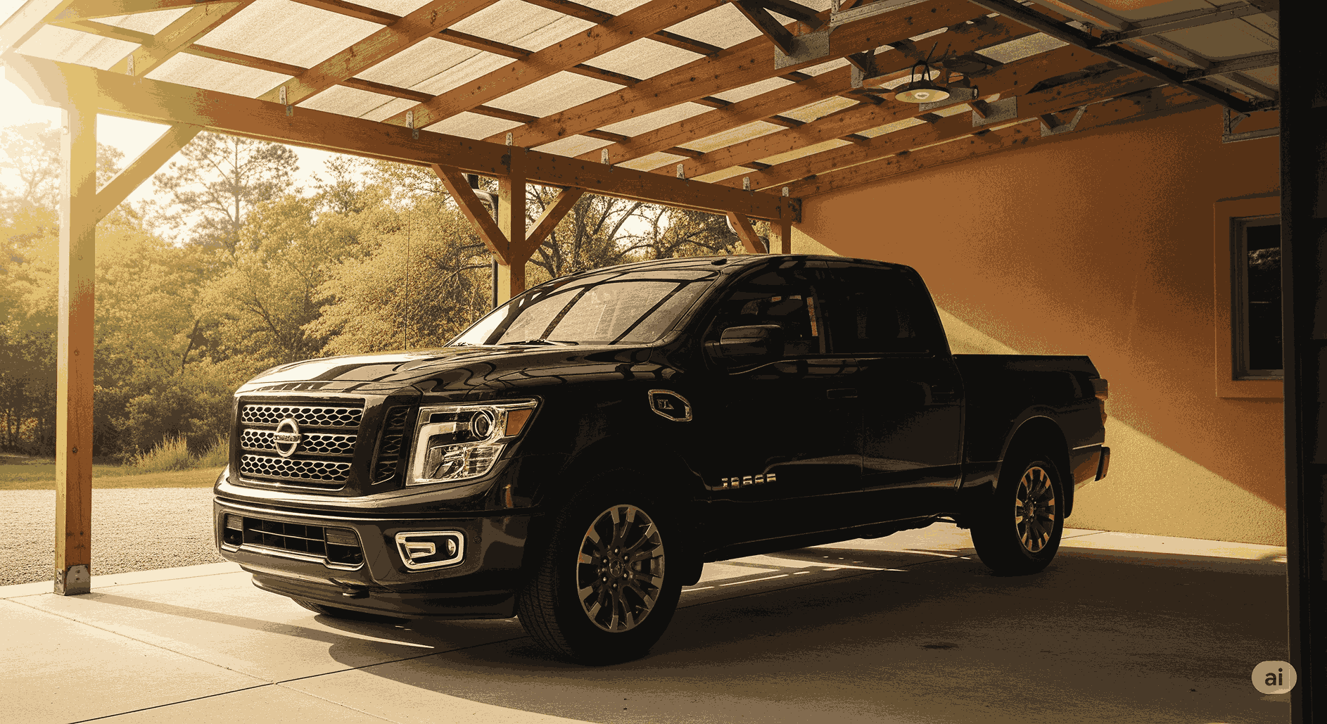 Nissan Titan shaded parking summer heat Charlotte, protect Nissan battery from heat, garage parking battery preservation, summer car maintenance Nissan, truck parked in shade Charlotte NC, reduce under-hood temperature, East Charlotte Nissan heat protection tip