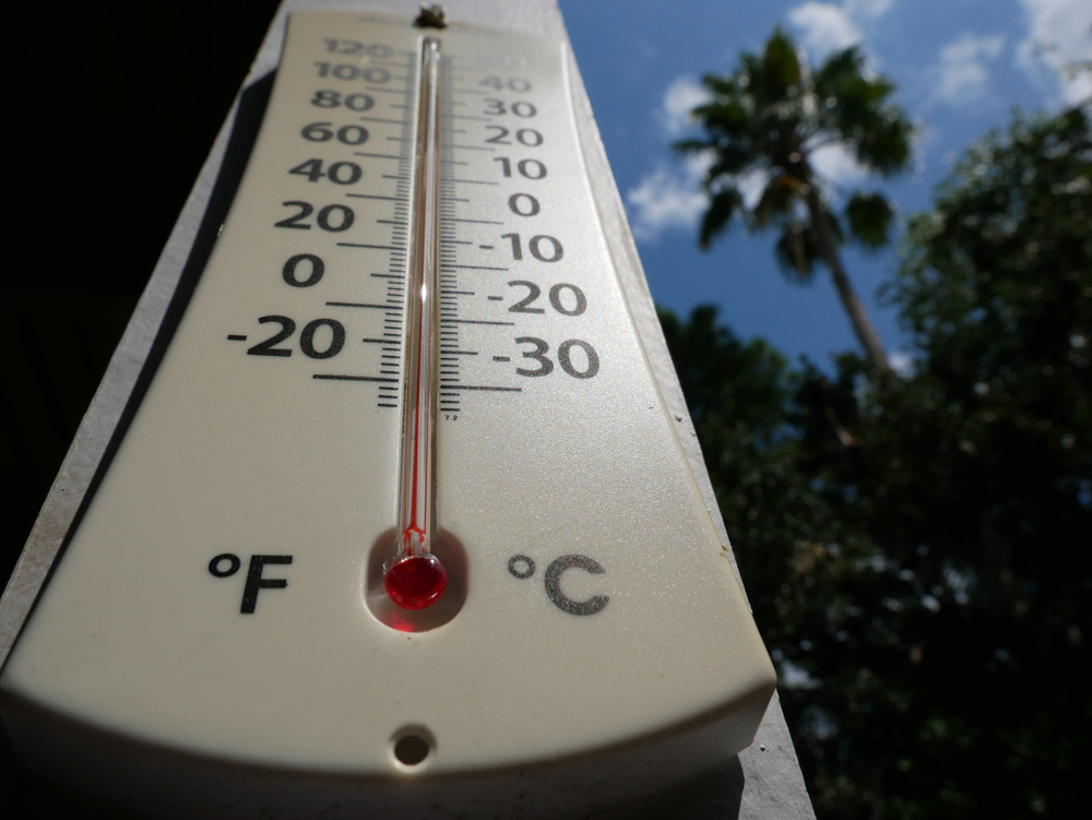 Florida summer heatwave, high temperature in Gainesville FL, outdoor thermometer heat spike, why your car A/C matters in Florida, Gainesville Nissan air conditioning recharge and repair, North Florida hot weather driving