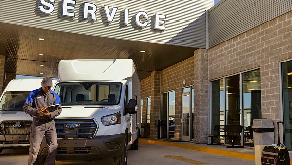 Ford commercial fleet van inspection at Athens Ford service center
