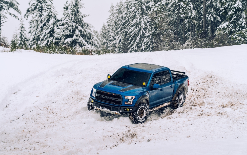 Ford F-150 in deep snow, winter truck driving Tennessee, Franklin TN black ice road conditions, Ford winter prep, cold weather traction, Ford of Franklin service, Tennessee freeze–thaw driving, Ford 4x4 capability, winter maintenance checklist, Ford dealer near Nashville