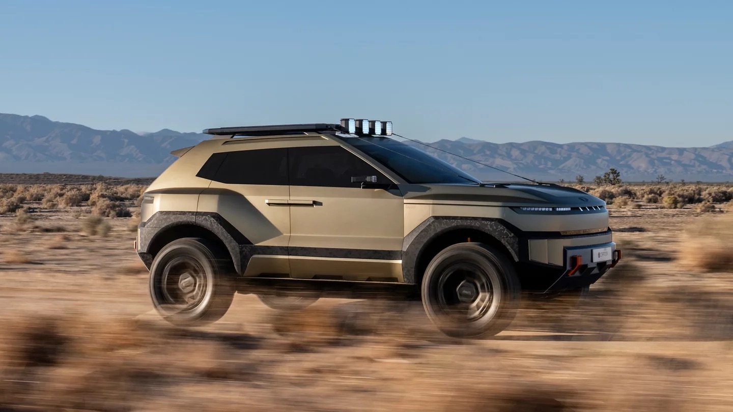 Hyundai CRATER EV concept rear three-quarter view highlighting rugged off-road design and wide stance