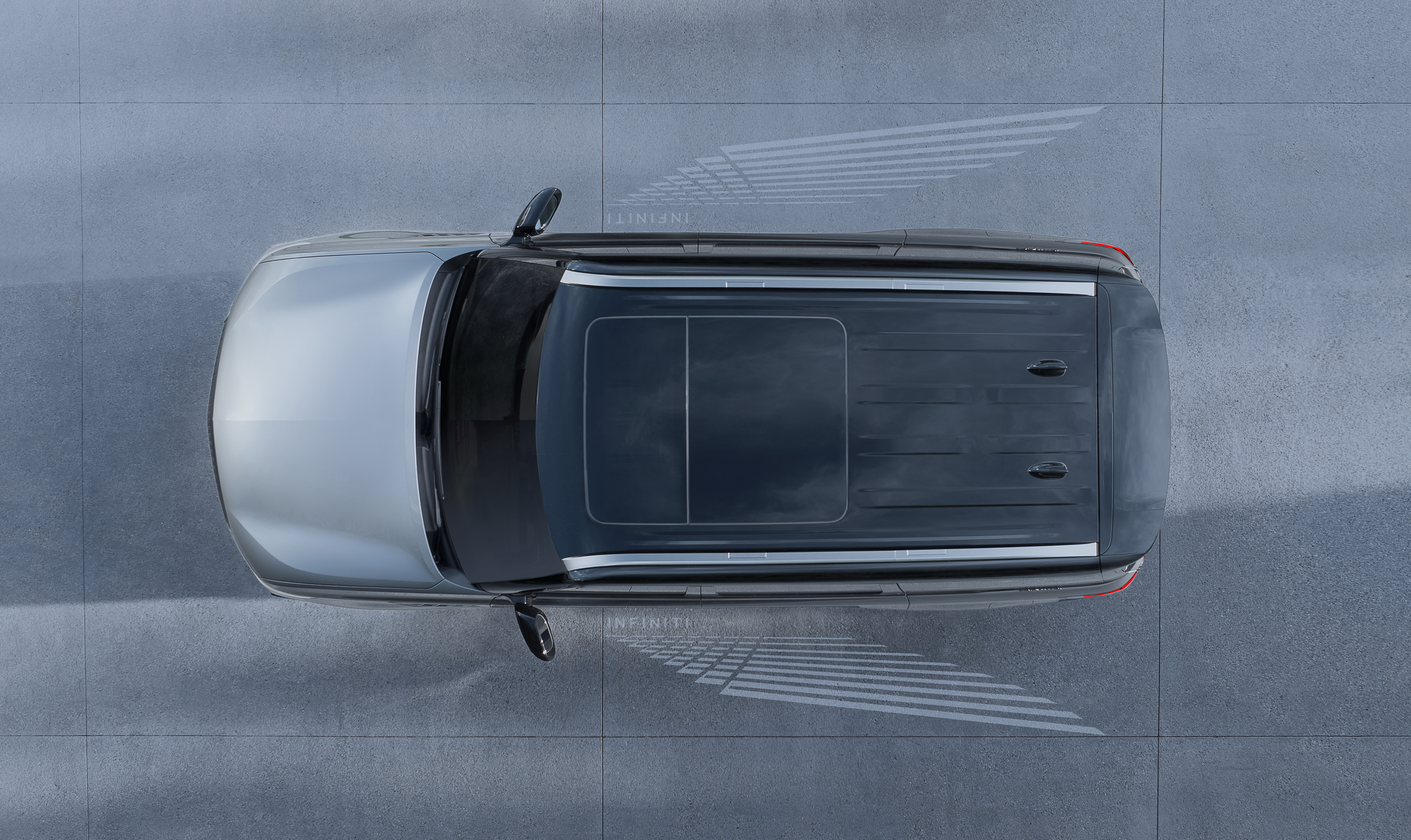 2026 INFINITI QX80 panoramic moonroof top view standard on all trims at Orlando INFINITI