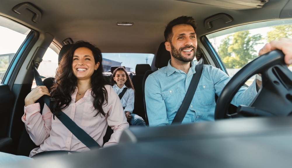 INFINITI school carpool morning Lake Norman, family driving INFINITI Cornelius NC, safe and happy school commute INFINITI QX60, luxury SUV family ride, back to school transportation safety, INFINITI carpool season prep