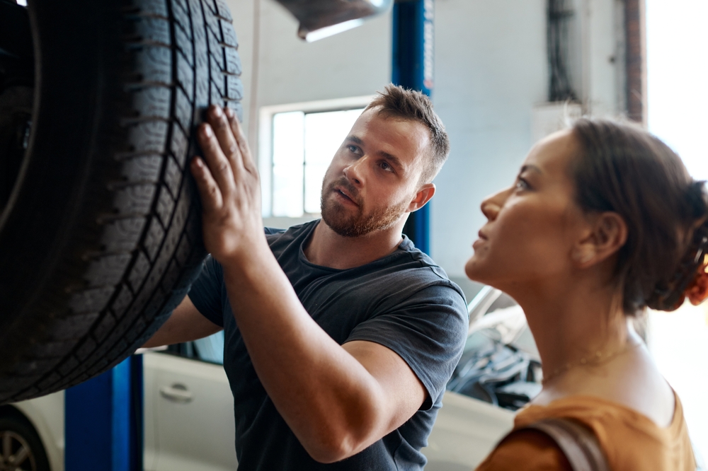 Honda tire inspection Louisville KY, tire safety check Honda service, certified Honda technician checking tire tread, back to school tire maintenance, Honda tire rotation Louisville service center