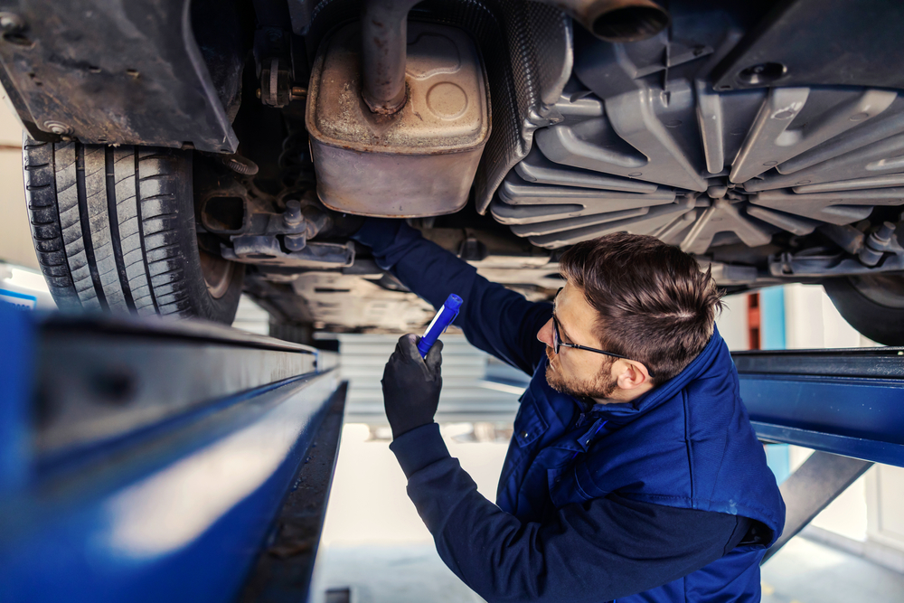 Mercedes-Benz service technician undercar inspection Westminster CO, brake and suspension check Mercedes, back-to-school car service Colorado, Westminster certified Mercedes technician, safety system check Mercedes-Benz, pre-fall driving inspection