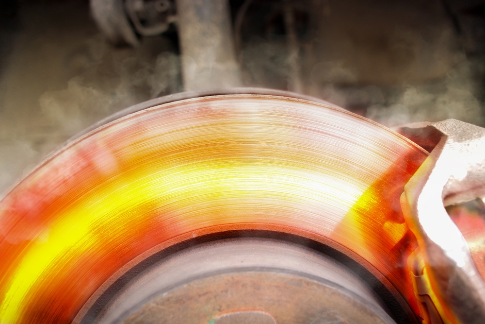 Overheated brake rotor Mercedes-Benz, mountain driving brake fade, hot brake disc Mercedes performance failure, I-70 Colorado steep descent brake issues, Mercedes-Benz rotor heat stress Westminster service, summer brake safety for Mercedes