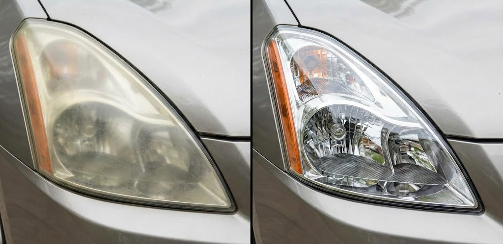 before and after Nissan headlight restoration, cloudy yellow headlight vs clear lens, Stone Mountain Nissan headlight service results, UV damaged headlights repaired Georgia, professional headlight restoration Lilburn GA, improved visibility on Highway 78, restore factory-fresh clarity to Nissan headlights, compare DIY vs professional headlight cleaning, Nissan service center near Stone Mountain Park, schedule headlight restoration Stone Mountain Nissan Service