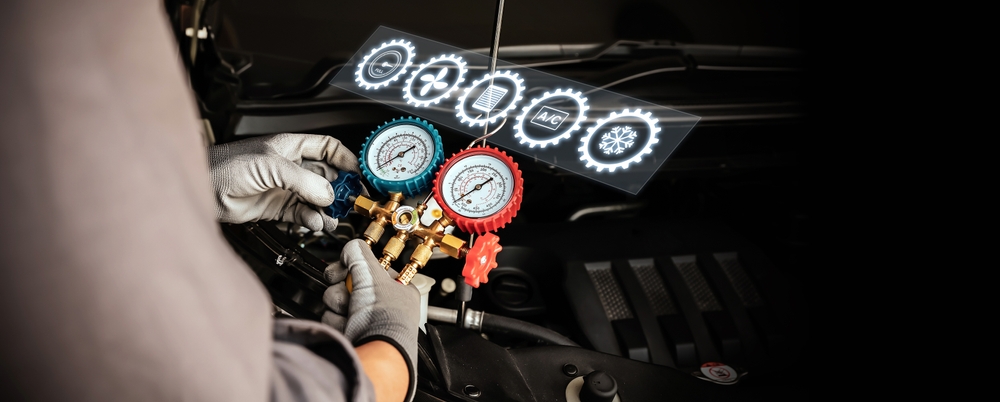 Toyota certified technician Knoxville, A/C system diagnosis Toyota, refrigerant level testing Knoxville TN, summer car maintenance Toyota Knoxville, professional air conditioning repair Knoxville TN, Toyota A/C pressure gauge inspection, Tennessee humidity car A/C damage, Toyota compressor performance test