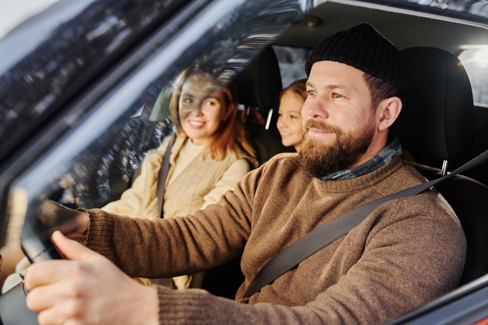 Family winter driving in Toyota, safe Knoxville commute, East Tennessee winter travel, Toyota seatbelt safety, warm cabin comfort, holiday road trips Smoky Mountains, Toyota Knoxville service prepares vehicles for snow and sleet, confident handling on icy streets