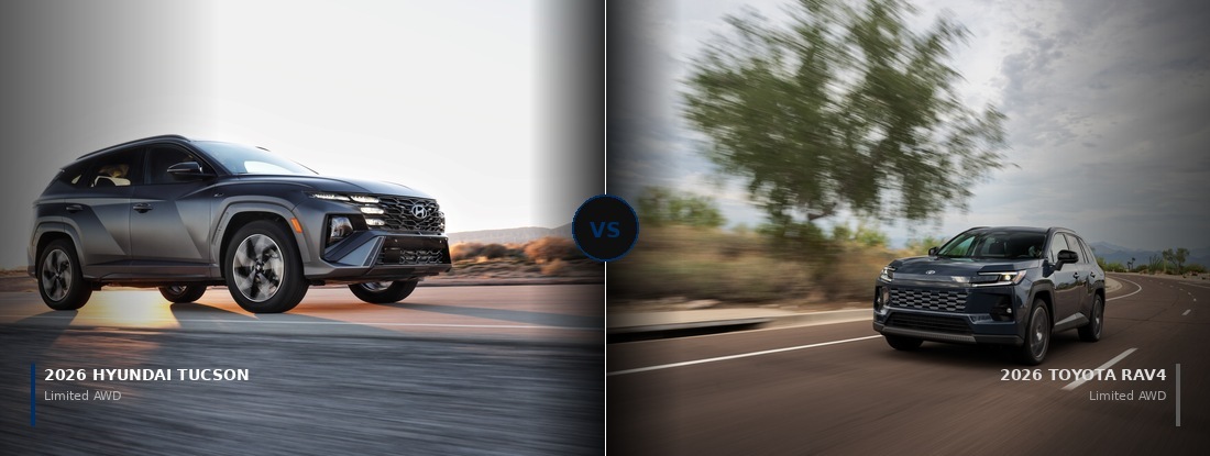 2026 Hyundai Tucson Limited AWD vs 2026 Toyota RAV4 Limited AWD comparison at Hyundai of Cool Springs in Franklin TN